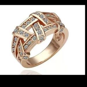 14k rose gold filled simulated diamond statement ring new size 8